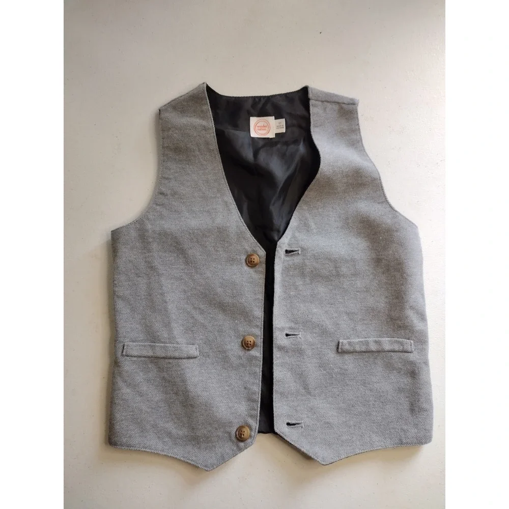 Wonder Nation Boys 3pc Holiday Set Plaid‎ Shirt Grey Vest Black Pants 5T